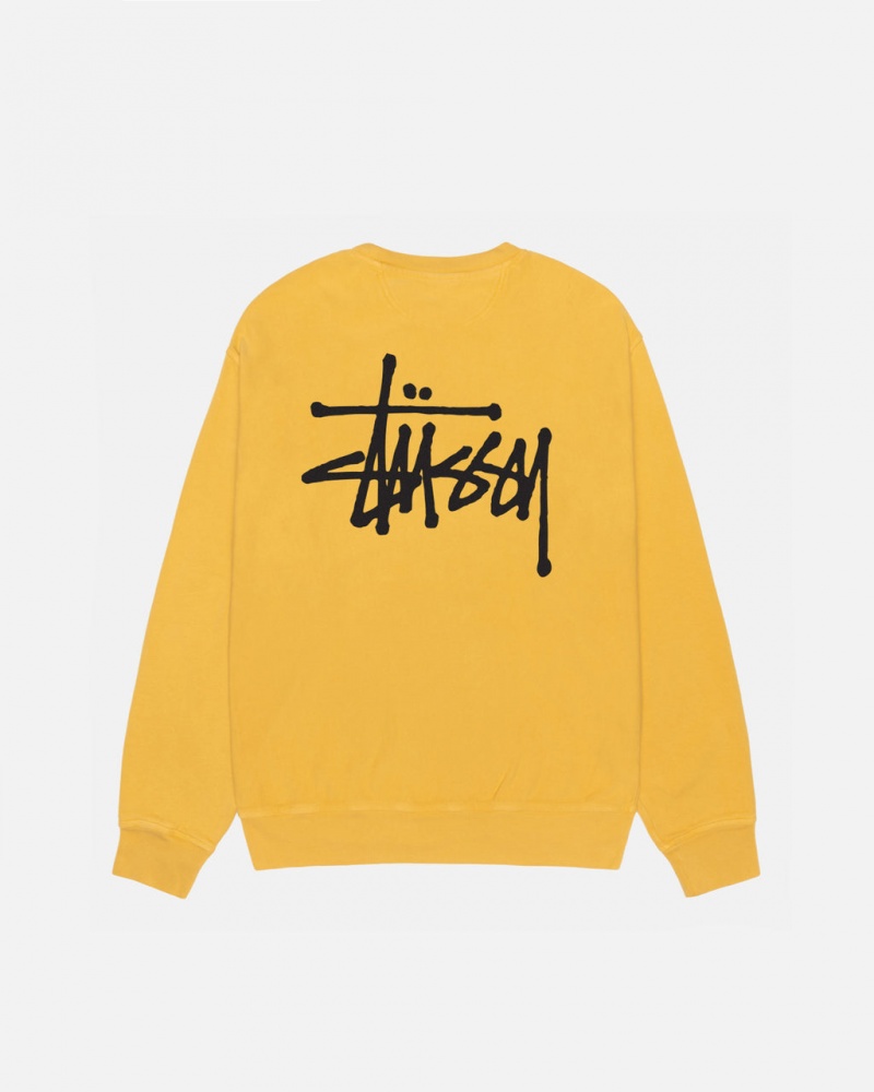 Stussy Basic Stüssy Crew Pigment Dyed Gensere Herre Gul Norge | VHZ-6259