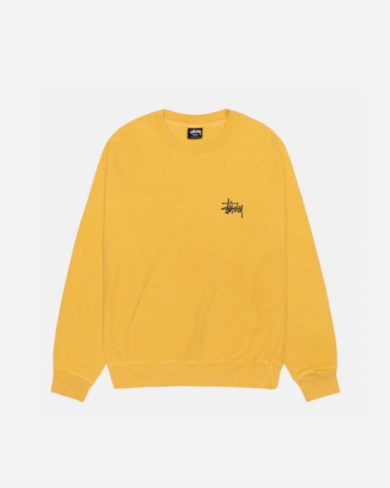 Stussy Basic Stüssy Crew Pigment Dyed Gensere Dame Gul Norge | YMZ-5344