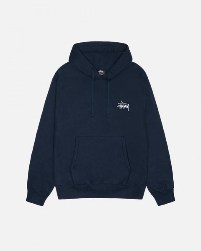 Stussy Basic Stüssy Hoodie Hettegenser Dame Marineblå Norge | ZSE-1024