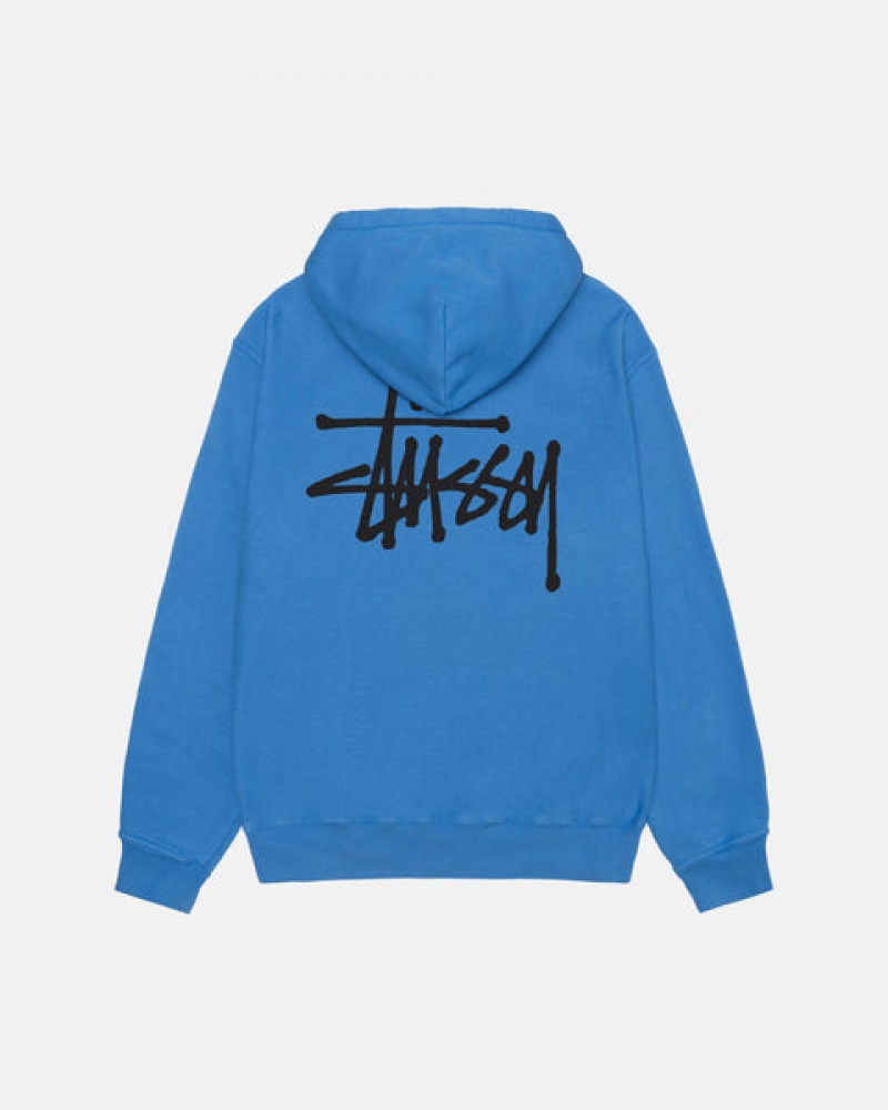 Stussy Basic Stüssy Hoodie Pigment Dyed Hettegenser Herre Blå Norge | LOZ-0859