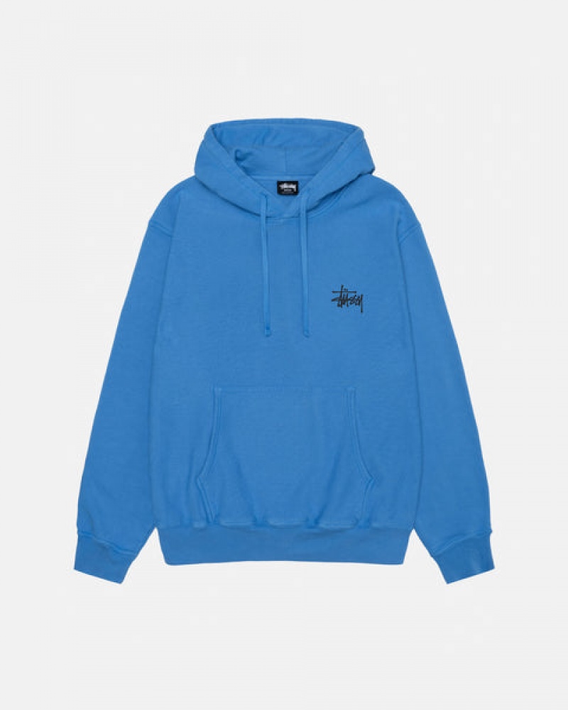 Stussy Basic Stüssy Hoodie Pigment Dyed Hettegenser Herre Blå Norge | LOZ-0859