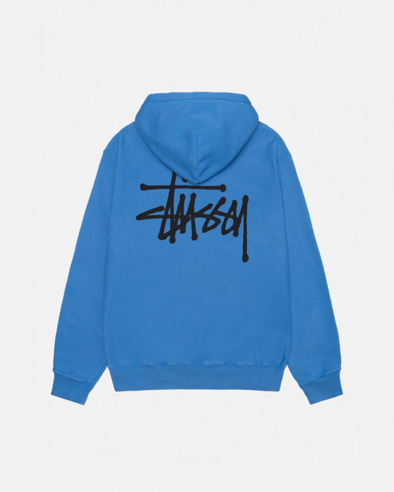 Stussy Basic Stüssy Hoodie Pigment Dyed Hettegenser Dame Blå Norge | QDI-2300