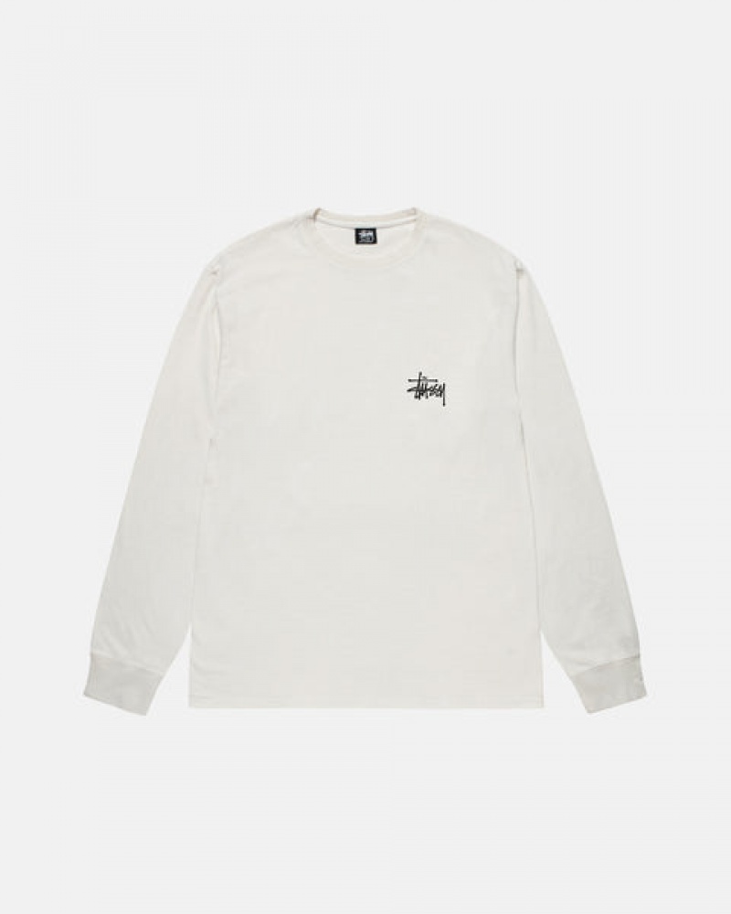 Stussy Basic Stüssy LS Tee Pigment Dyed T Skjorte Herre Beige Norge | WCX-7388