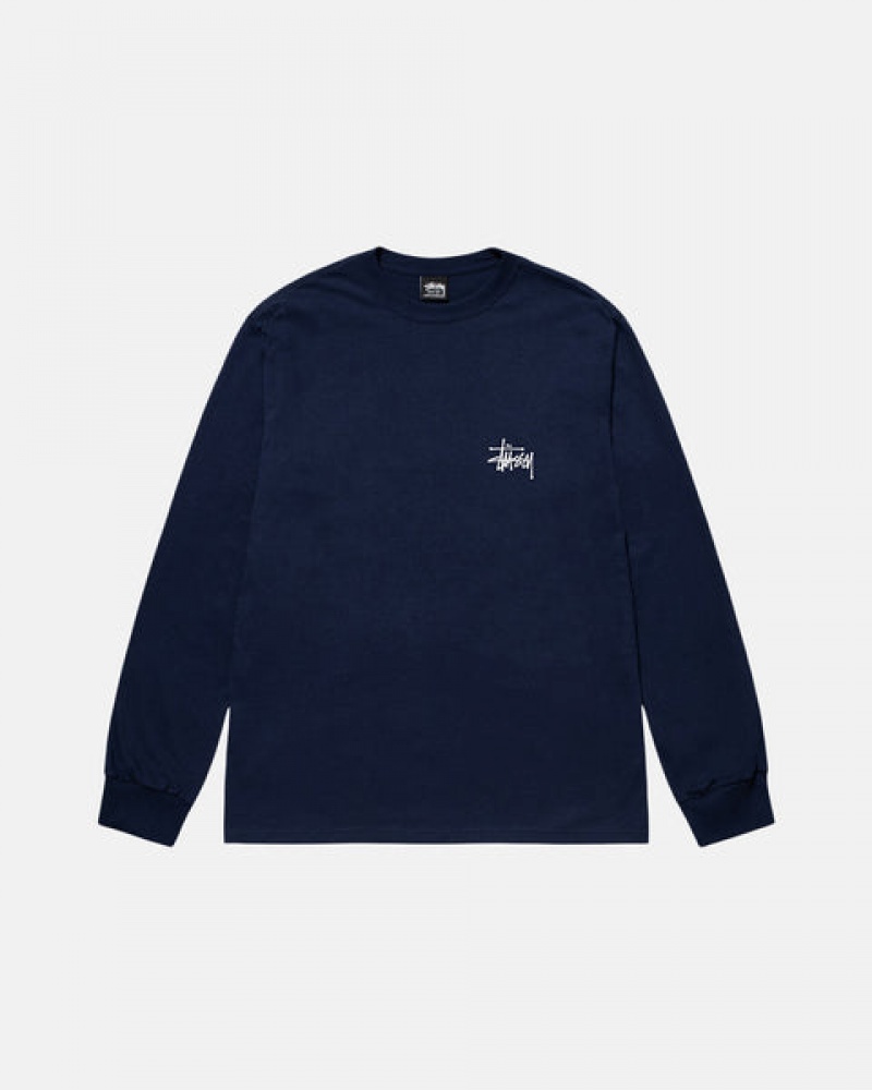 Stussy Basic Stüssy Ls Tee T Skjorte Dame Marineblå Norge | TOF-8971