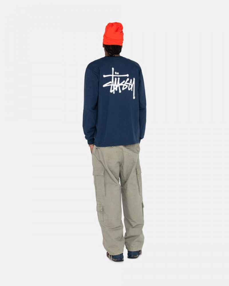 Stussy Basic Stüssy Ls Tee T Skjorte Dame Marineblå Norge | TOF-8971