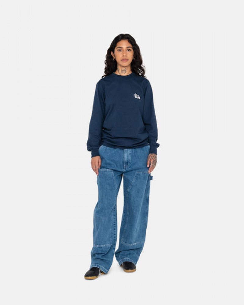 Stussy Basic Stüssy Ls Tee T Skjorte Dame Marineblå Norge | TOF-8971