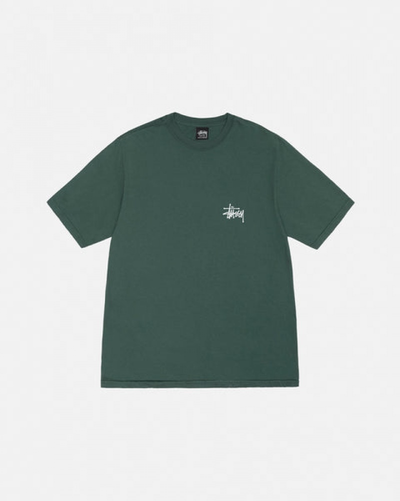 Stussy Basic Stüssy Tee Pigment Dyed T Skjorte Herre Grønn Norge | WWB-8263