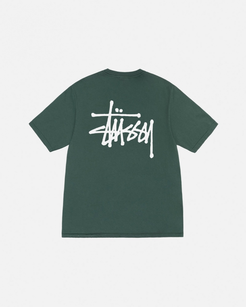 Stussy Basic Stüssy Tee Pigment Dyed T Skjorte Herre Grønn Norge | WWB-8263