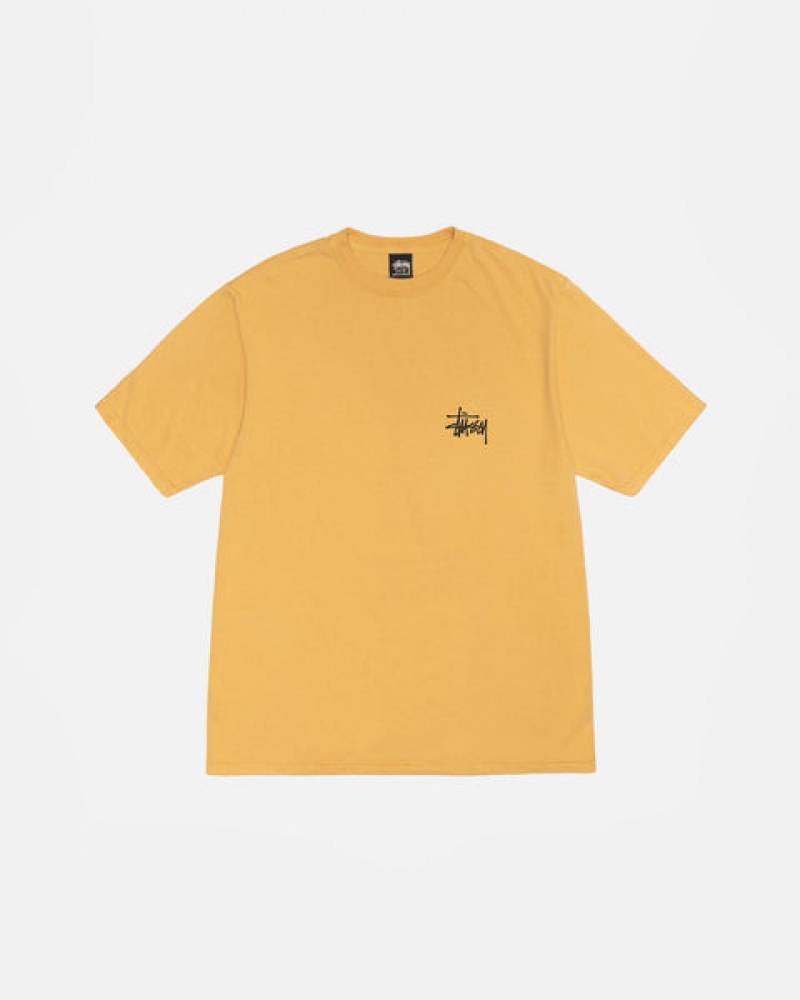 Stussy Basic Stüssy Tee Pigment Dyed T Skjorte Dame Gul Norge | GYR-3396