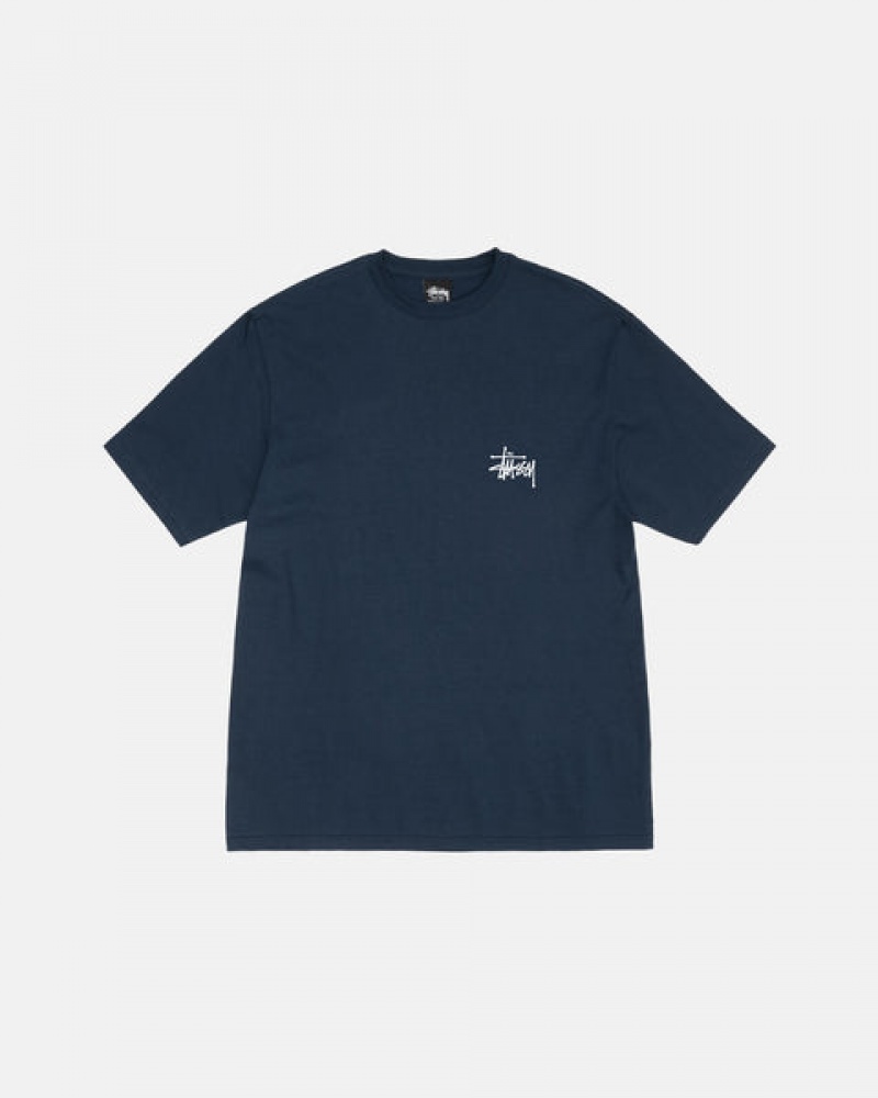 Stussy Basic Stüssy Tee T Skjorte Dame Marineblå Norge | MDC-0296