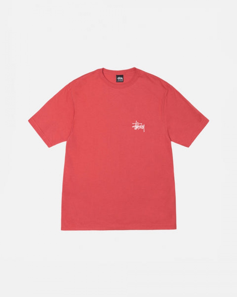 Stussy Basic Stüssy Tee T Skjorte Dame Rød Norge | NUT-5352