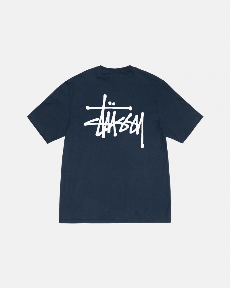 Stussy Basic Stüssy Tee T Skjorte Herre Marineblå Norge | GXZ-7107