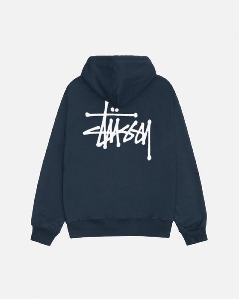 Stussy Basic Stüssy Zip Hoodie Hettegenser Herre Marineblå Norge | VOE-8527