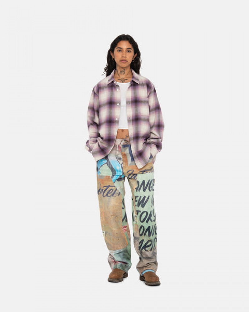 Stussy Bay Plaid Shirt Skjorte Dame Burgunder Norge | TSL-8993