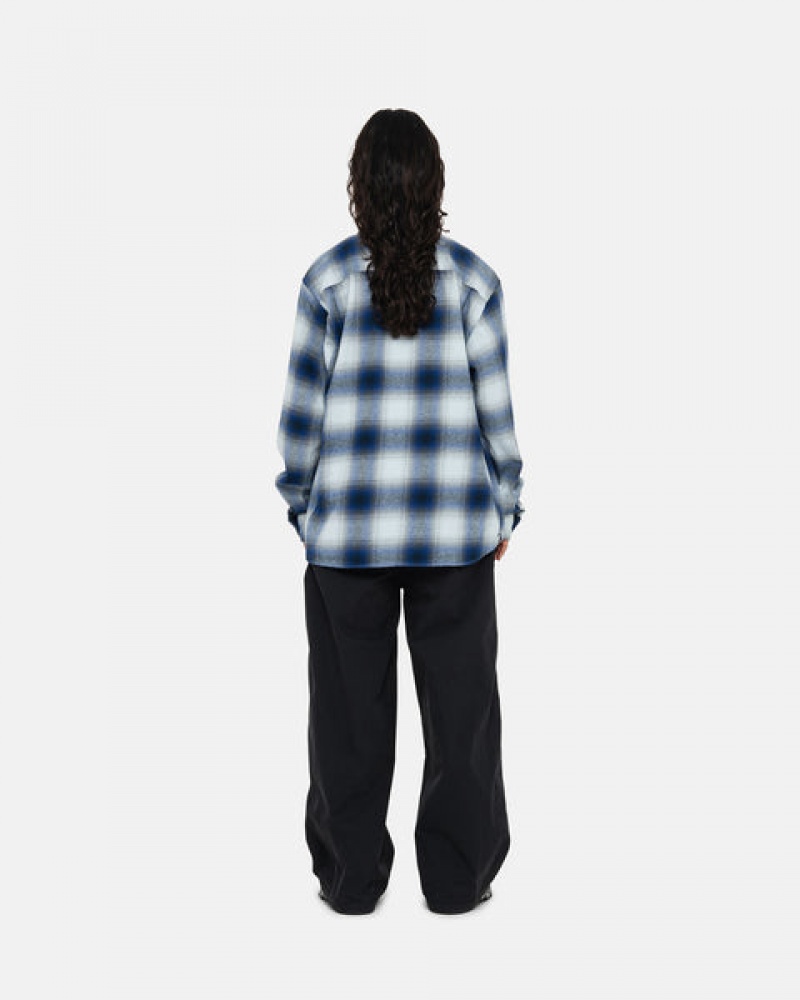 Stussy Bay Plaid Shirt Skjorte Dame Marineblå Norge | ABT-7060