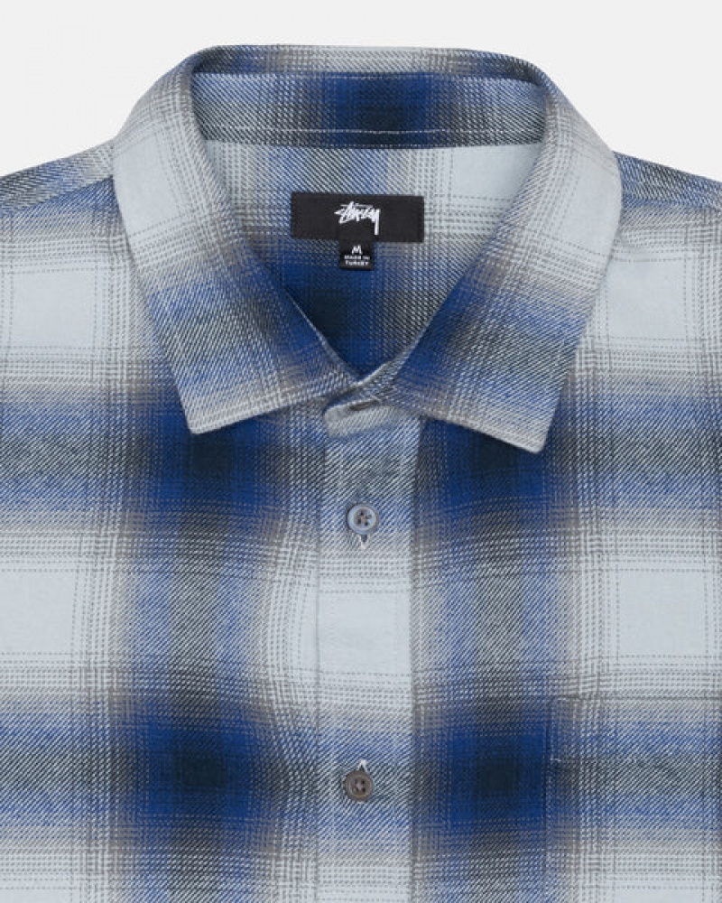 Stussy Bay Plaid Shirt Skjorte Dame Marineblå Norge | ABT-7060