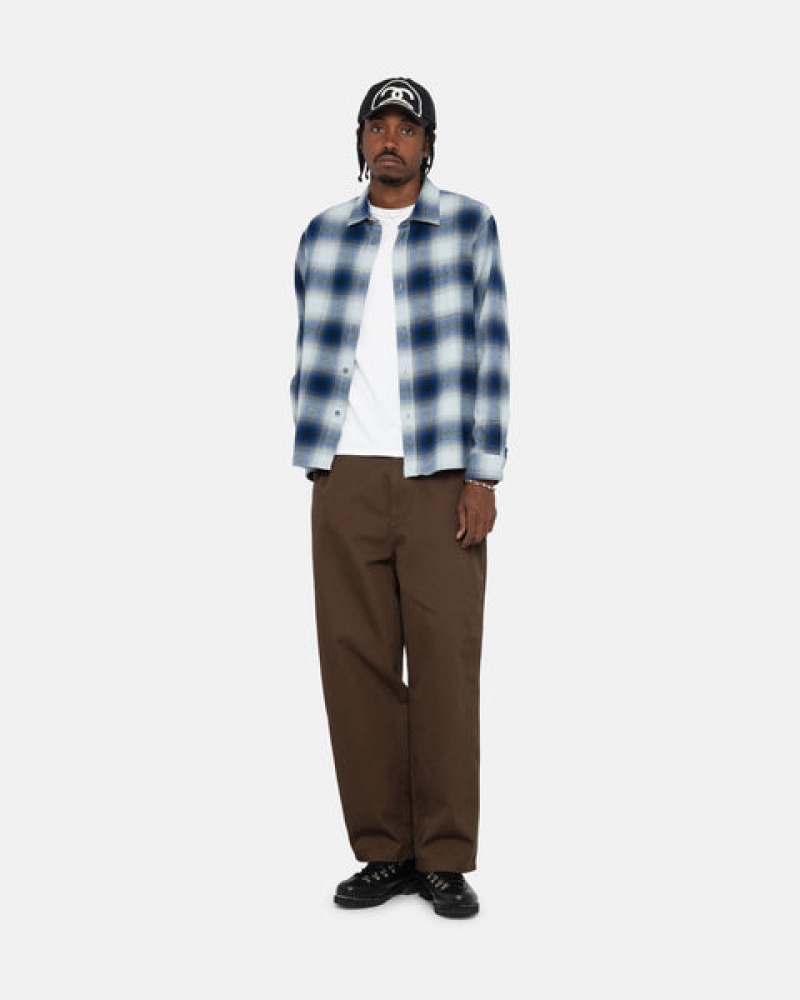 Stussy Bay Plaid Shirt Skjorte Dame Marineblå Norge | ABT-7060