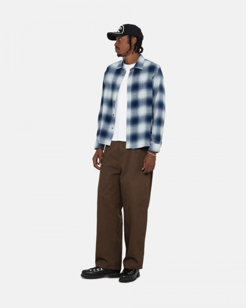 Stussy Bay Plaid Shirt Skjorte Dame Marineblå Norge | ABT-7060