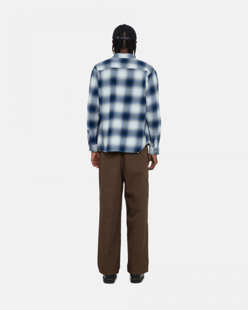 Stussy Bay Plaid Shirt Skjorte Dame Marineblå Norge | ABT-7060