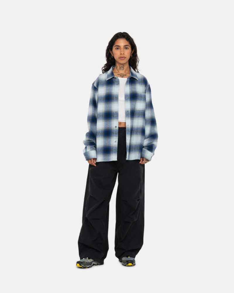 Stussy Bay Plaid Shirt Skjorte Dame Marineblå Norge | ABT-7060