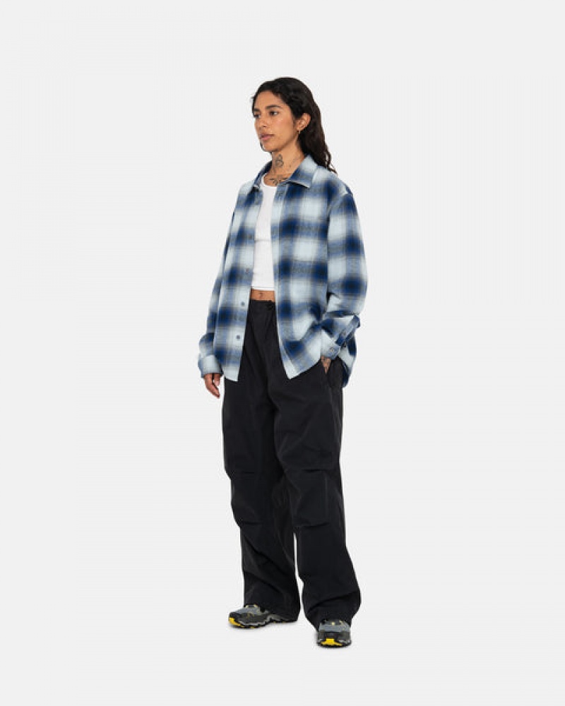 Stussy Bay Plaid Shirt Skjorte Dame Marineblå Norge | ABT-7060