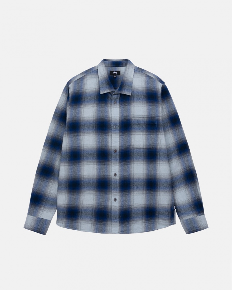 Stussy Bay Plaid Shirt Skjorte Dame Marineblå Norge | ABT-7060