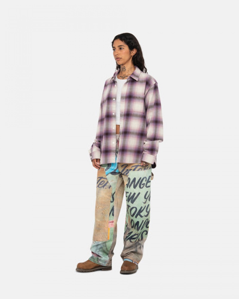 Stussy Bay Plaid Shirt Skjorte Herre Burgunder Norge | CVJ-4387