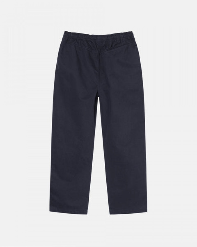 Stussy Beach Pant Brushed Bomull Bukse Dame Marineblå Norge | ORD-1746