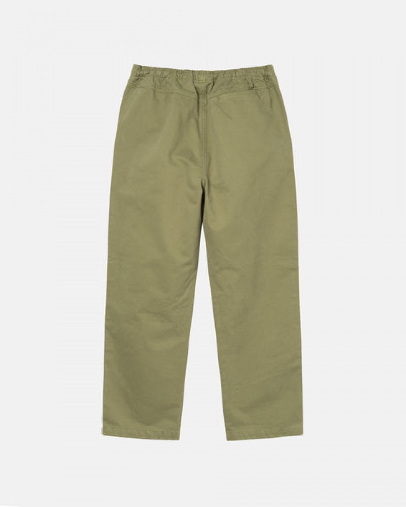 Stussy Beach Pant Brushed Bomull Bukse Dame Olivengrønne Norge | YWE-7480