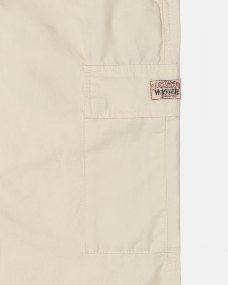 Stussy Beach Pant Ripstop Cargo Bukse Dame Pisket Krem Norge | QHO-0336