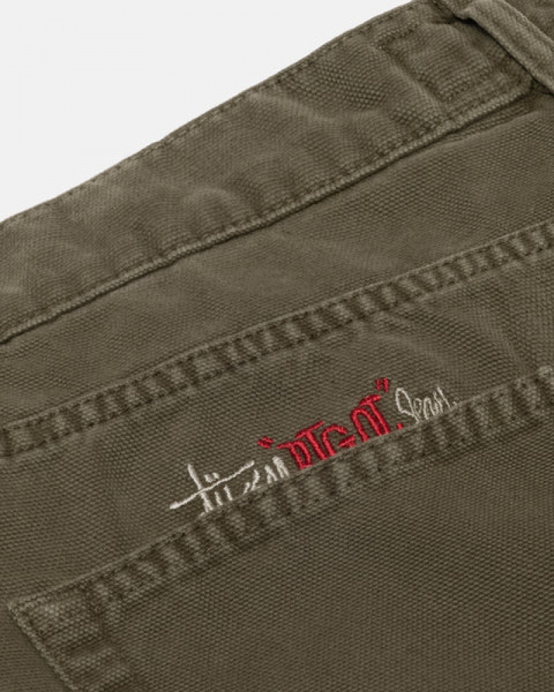 Stussy Big Ol' Jean Washed Canvas Bukse Dame Olivengrønne Norge | YPY-8939