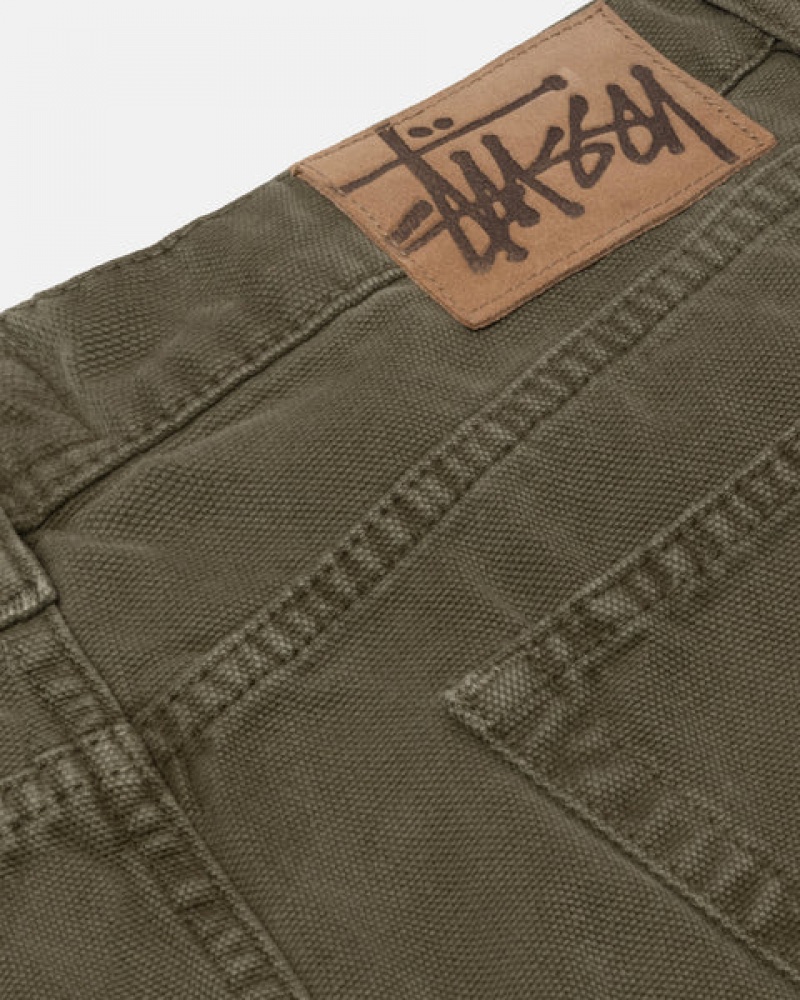 Stussy Big Ol' Jean Washed Canvas Bukse Dame Olivengrønne Norge | YPY-8939