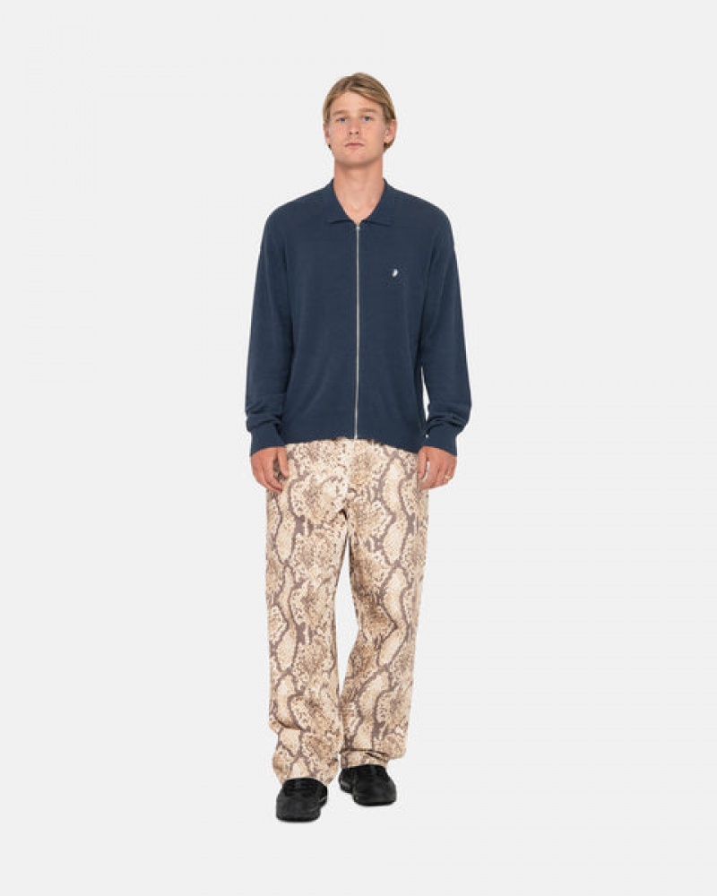 Stussy Big Ol' Jean Washed Canvas Bukse Herre Slangeprint Norge | LWR-8034