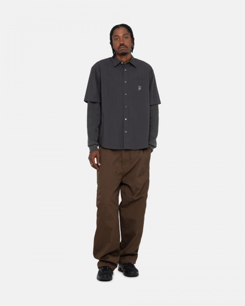 Stussy Boxy Stripete Shirt Skjorte Dame Svarte Norge | NKW-3317