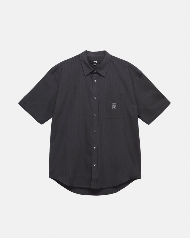 Stussy Boxy Stripete Shirt Skjorte Dame Svarte Norge | NKW-3317