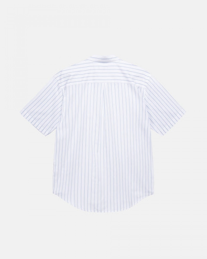 Stussy Boxy Stripete Shirt Skjorte Dame Hvite Norge | MVE-1452