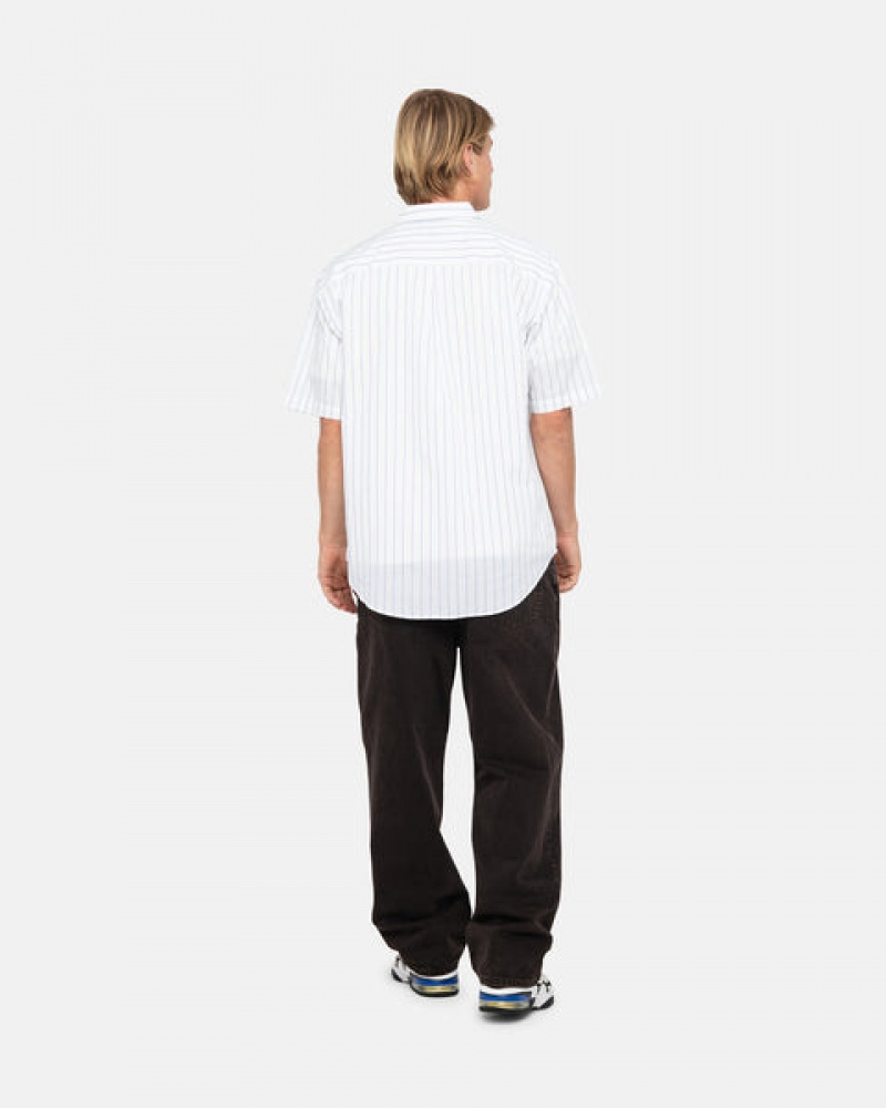 Stussy Boxy Stripete Shirt Skjorte Dame Hvite Norge | MVE-1452