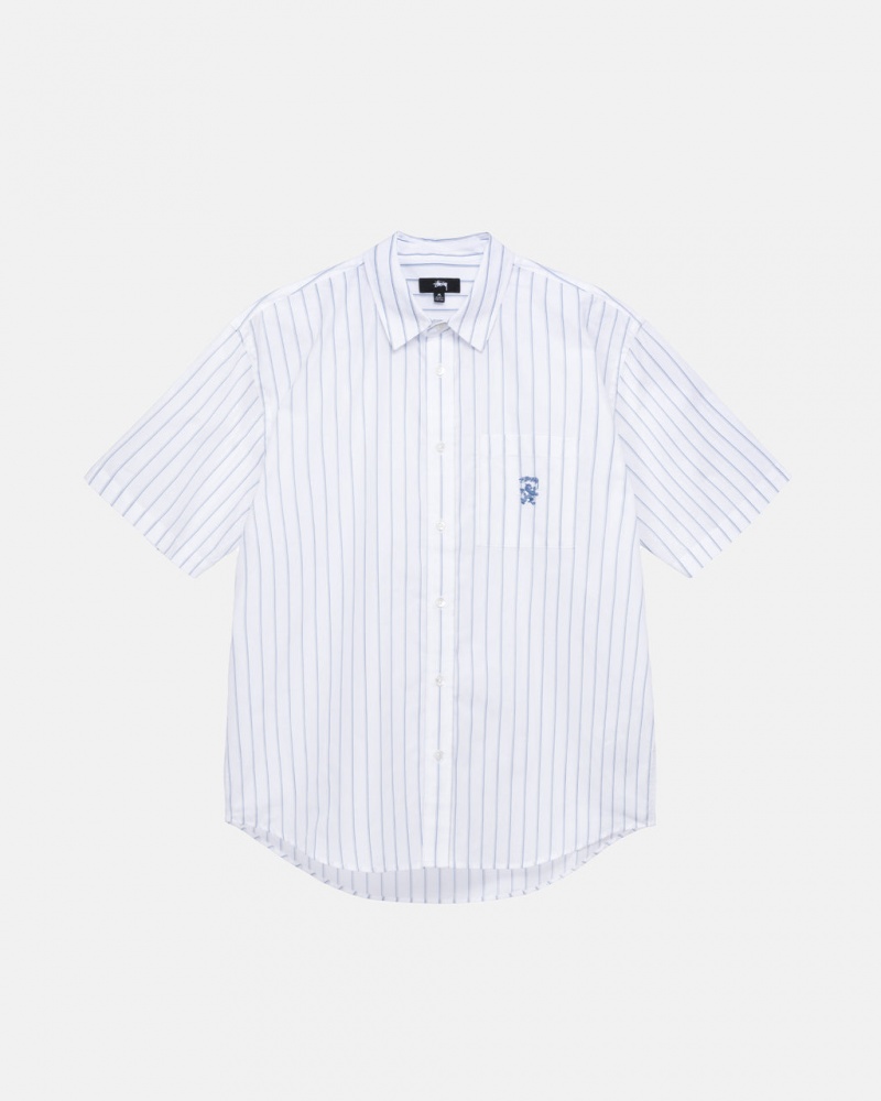 Stussy Boxy Stripete Shirt Skjorte Dame Hvite Norge | MVE-1452