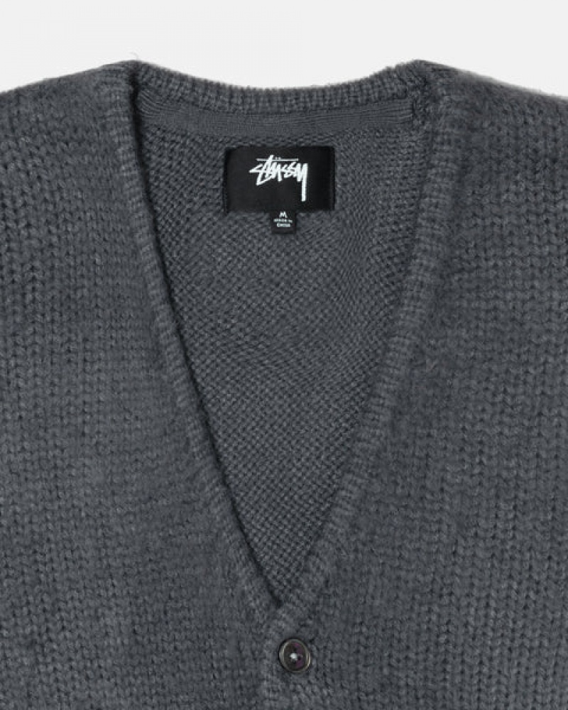 Stussy Brushed Cardigan Gensere Dame Charcoal Norge | GFZ-2545