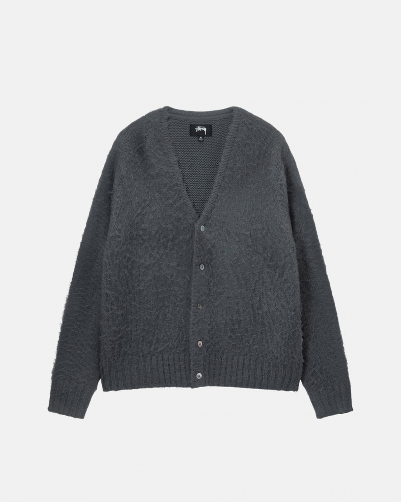 Stussy Brushed Cardigan Gensere Herre Charcoal Norge | XWV-5502