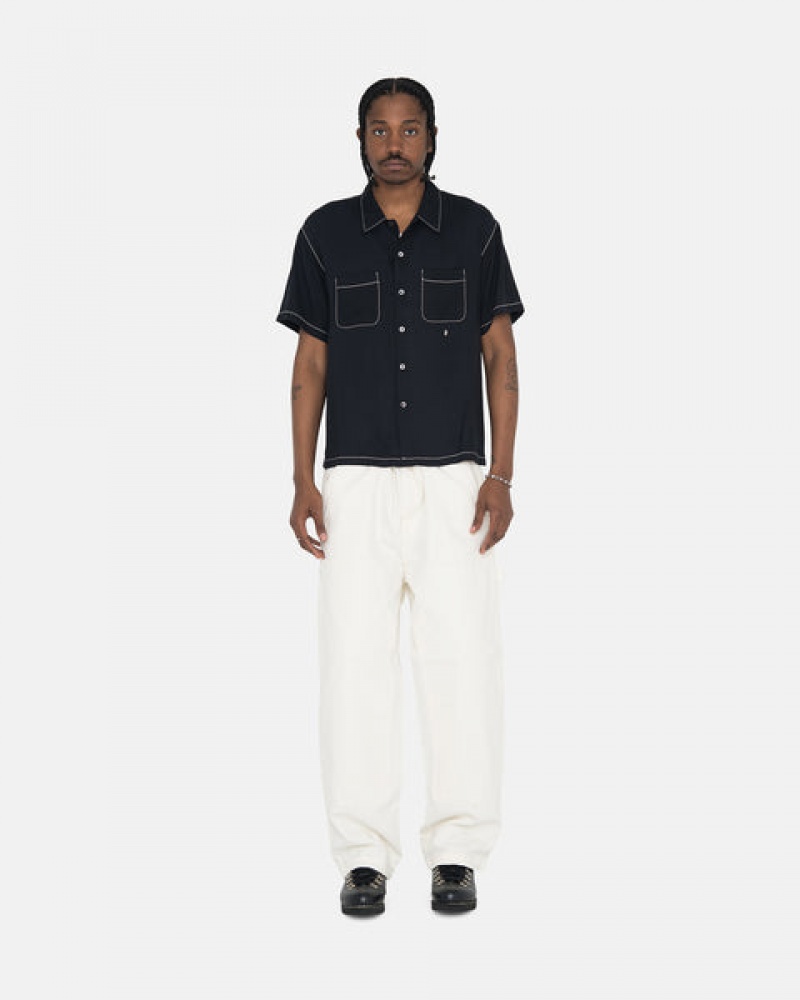 Stussy Contrast Pick Stitched Shirt Skjorte Herre Svarte Norge | IVU-0301