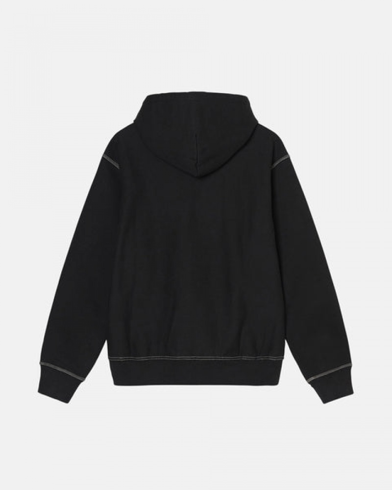 Stussy Contrast Stitch Label Hoodie Hettegenser Herre Svarte Norge | GRX-3877