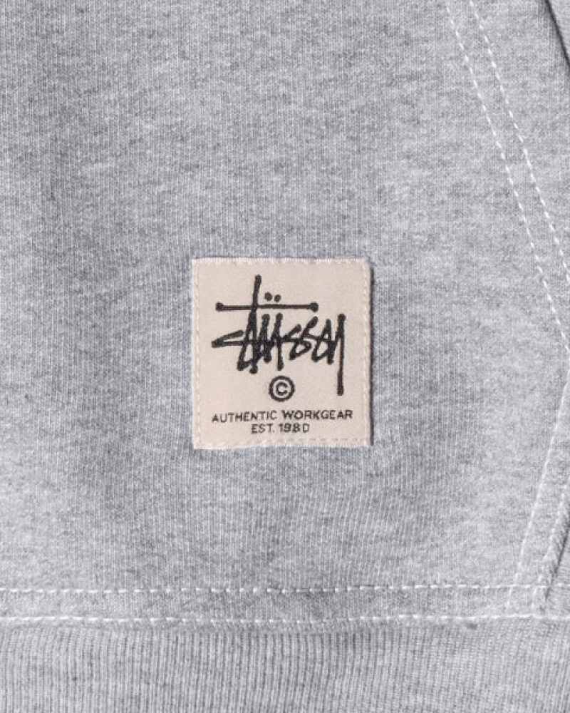 Stussy Contrast Stitch Label Hoodie Hettegenser Herre Grå Norge | LHK-4596