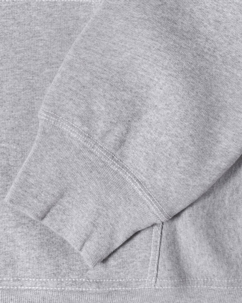 Stussy Contrast Stitch Label Hoodie Hettegenser Herre Grå Norge | LHK-4596