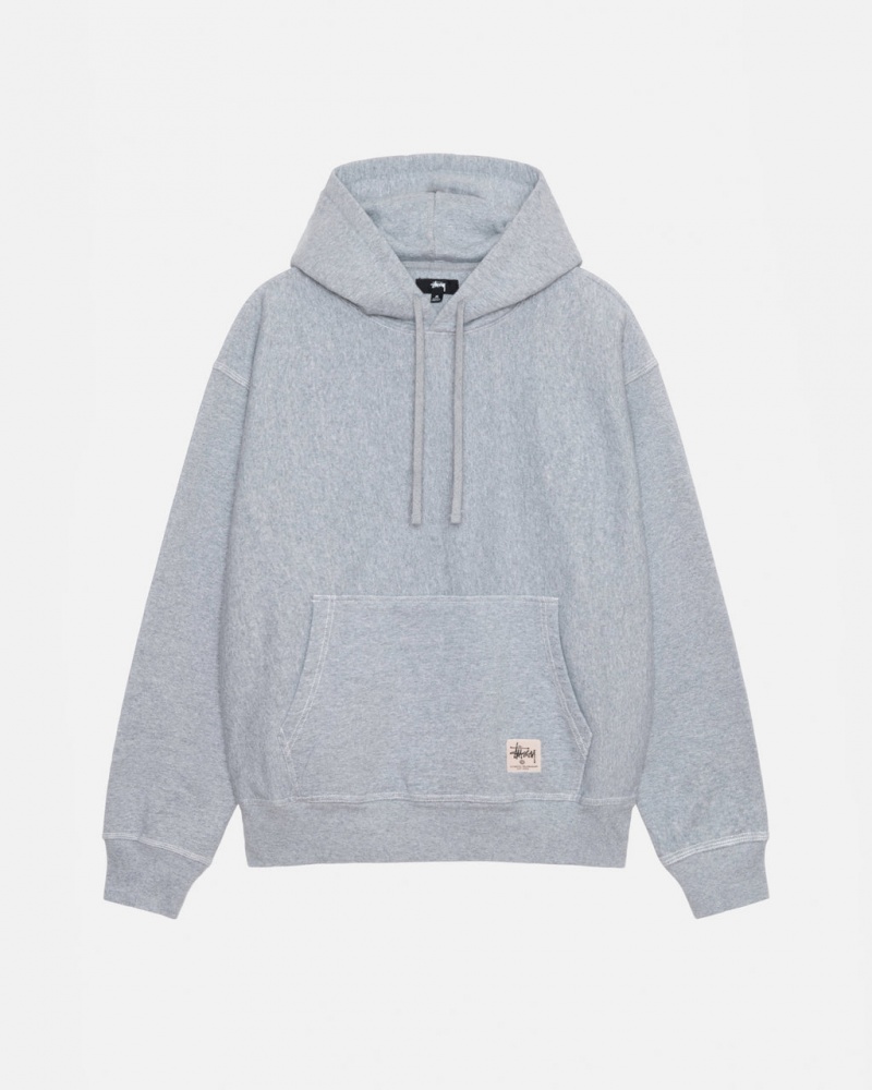 Stussy Contrast Stitch Label Hoodie Hettegenser Herre Grå Norge | LHK-4596