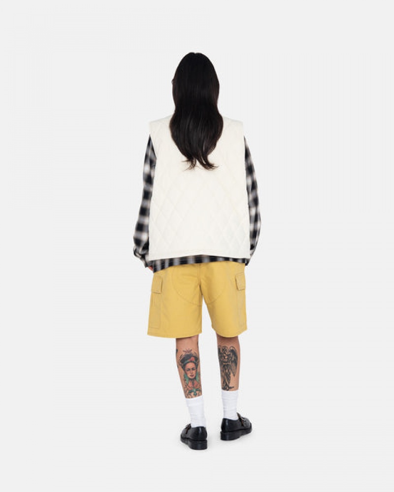 Stussy Diamond Vattert Vest Vest Dame Pisket Krem Norge | YHY-7110