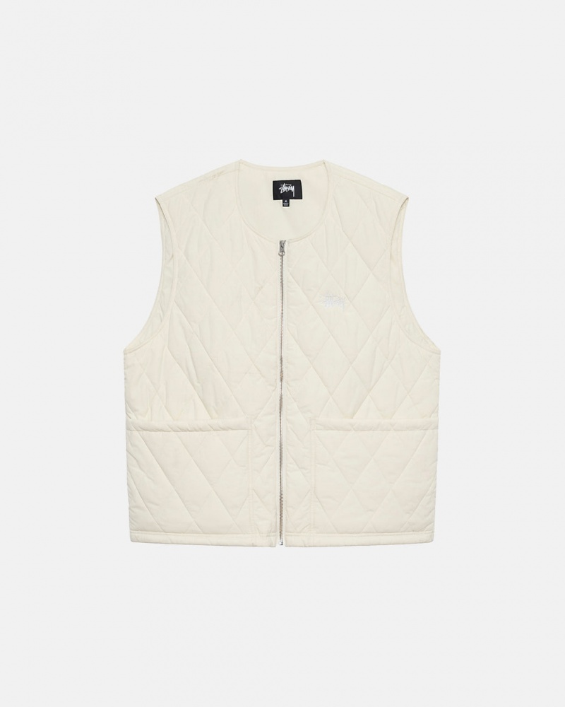 Stussy Diamond Vattert Vest Vest Dame Pisket Krem Norge | YHY-7110