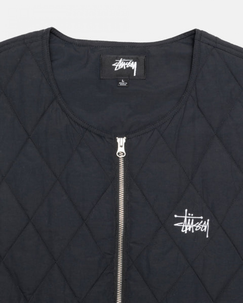 Stussy Diamond Vattert Vest Vest Dame Svarte Norge | IXV-4721