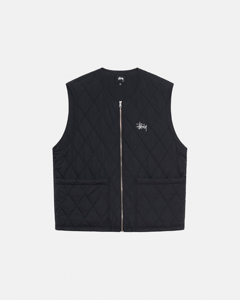 Stussy Diamond Vattert Vest Vest Dame Svarte Norge | IXV-4721