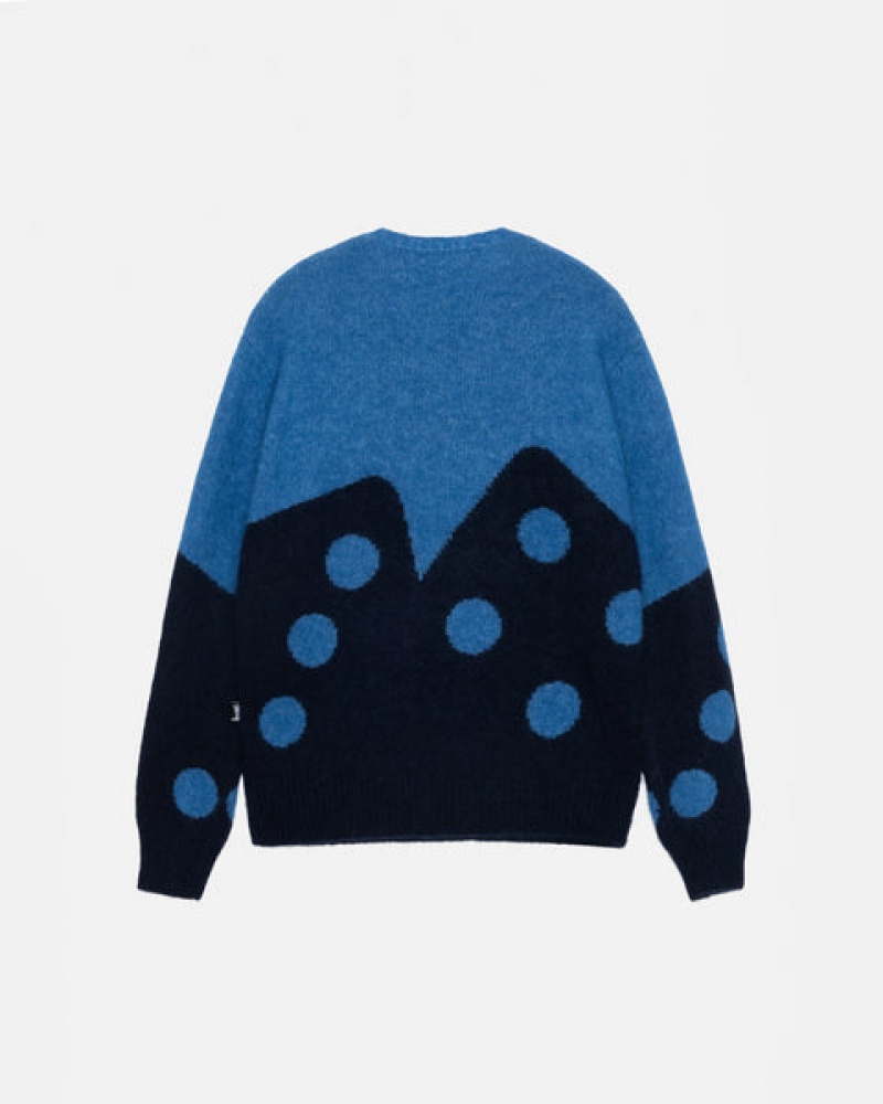 Stussy Dice Fuzzy Crew Gensere Dame Blå Norge | SWV-4987